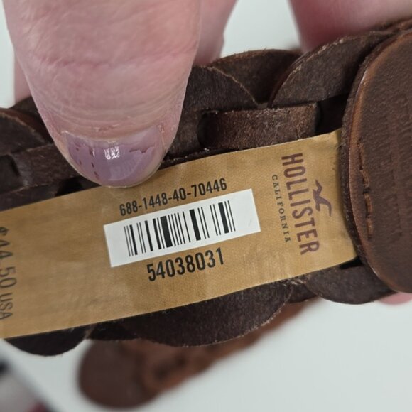 Hollister of California Genuine Leather Women Belt Brown Braided Oval Buckle - Picture 5 of 7